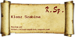 Klosz Szabina névjegykártya
